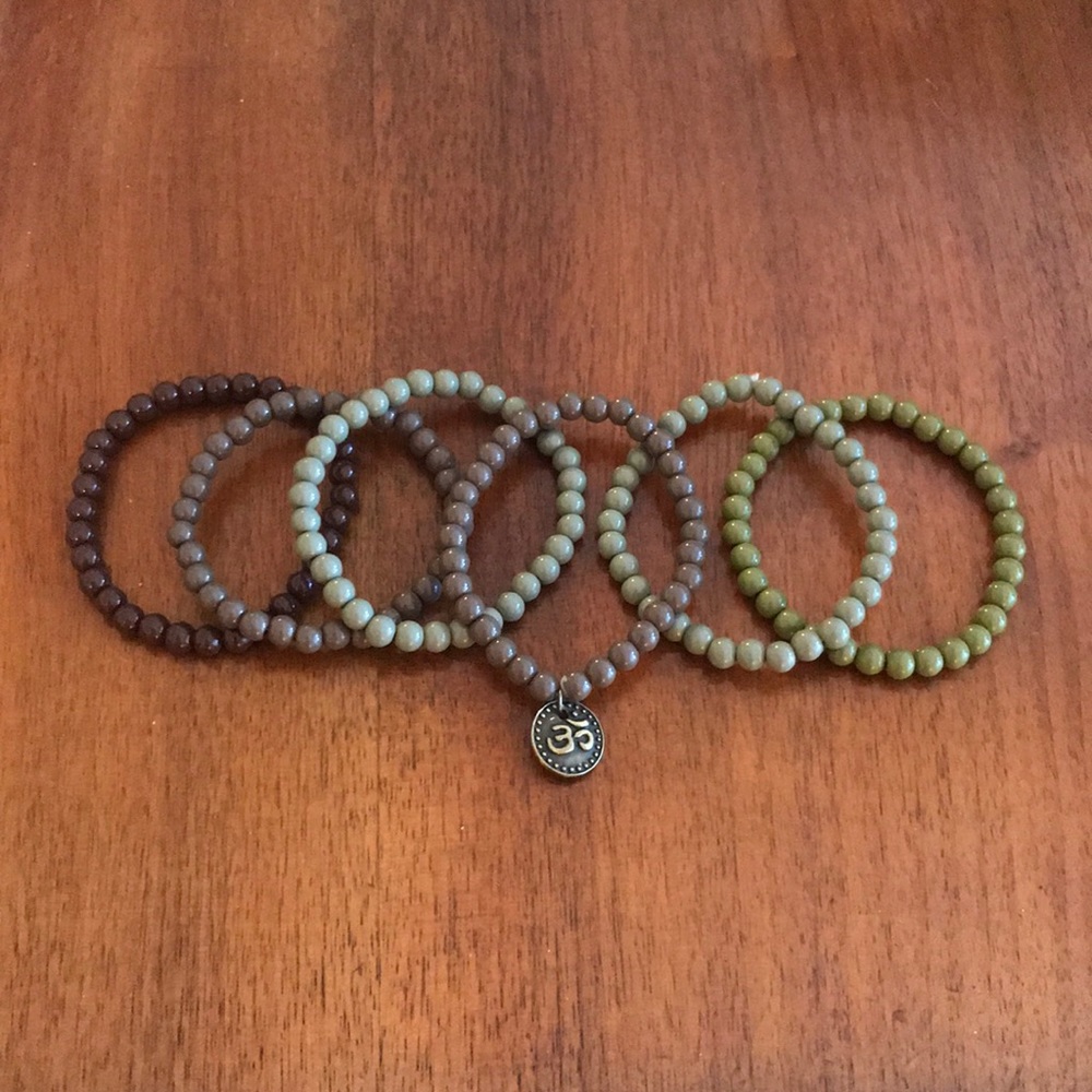 Set of 6 beaded OM bracelets